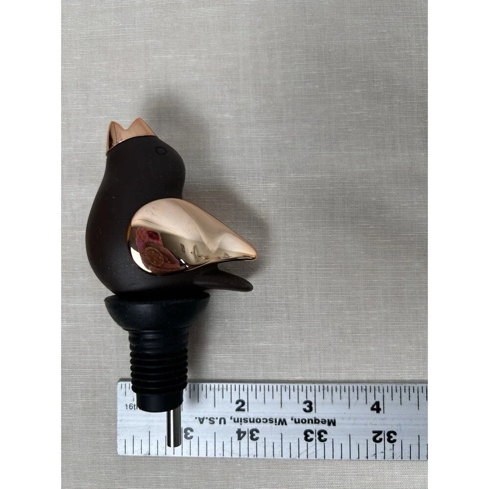Chirpy Copper & Dark Brown Bird Chirps Top Wine Pourer